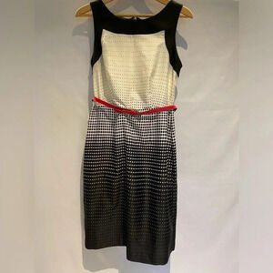 The Limited dress, white/black ombré dots with belt, sz 8